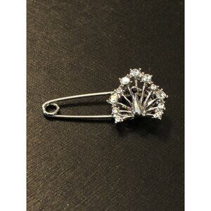 Silver Rhinestone Peacock Stock Tie Pin Horse Show Fox Hunting Eventing Dressage